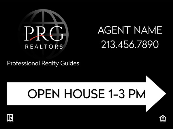 Directional Agent Name Open House Sign Panel, 18h x 24w, 4mm Corrugated